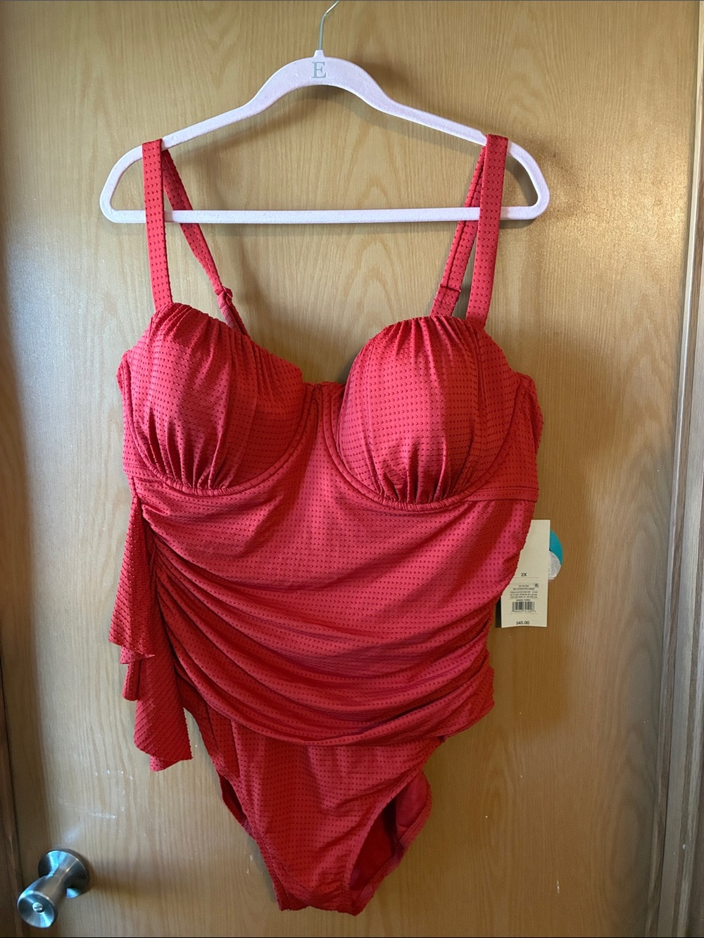 RHODE Rust colored Ruched Underwire One-Piece Swimsuit
